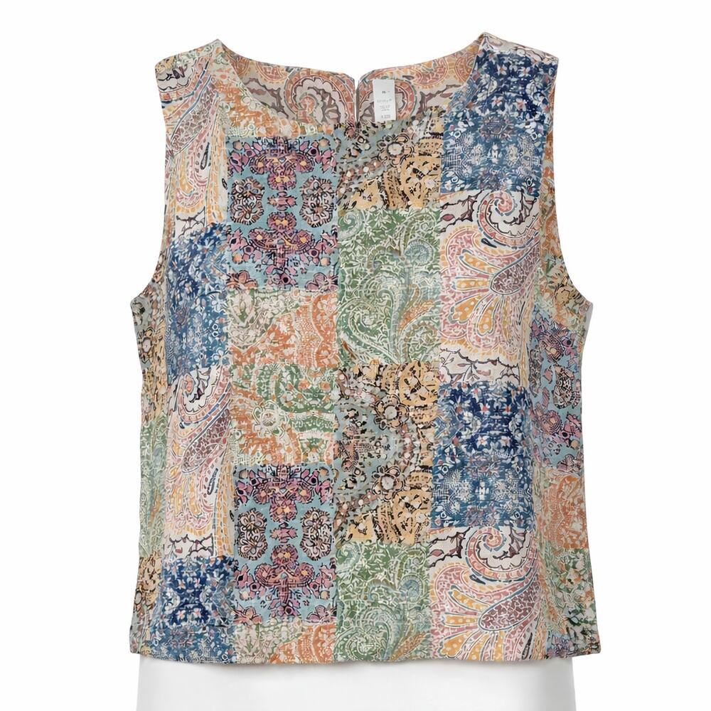 Linen Reversible Tank Top | XL | NWT Resort-2 in 1 blouse - Picture 15 of 16